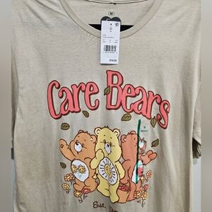 Care Bears Graphic Tee Medium Sand Color Retro Cartoon Shirt NWT